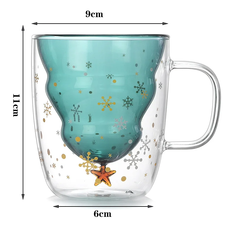 Without Cup lid Креативная Рождественская стеклянная чашка Рождественская елка Звездная чашка высокотемпературная кружка инновационная двойная чашка для воды Двойная настенная чашка подарки - Цвет: Without Cup lid