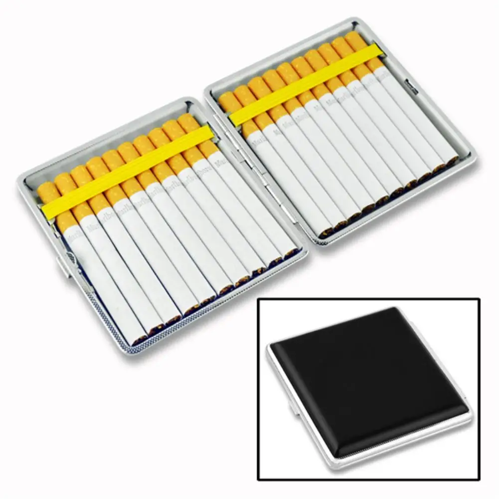 hold 20pcs Специальное предложение WITUSE! Кожаный чехол может держать, 10, 12, 14, 16, 18, 20, фильтр для сигарет Бизнес черный сигарета чехол коробка с металлом - Цвет: hold 20pcs