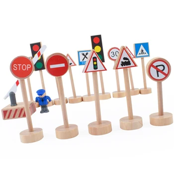 

2020 New 16pcs Wooden Colorful Street Signage Parking Stage Children Kids Game Educational Toys Birthday Gift
