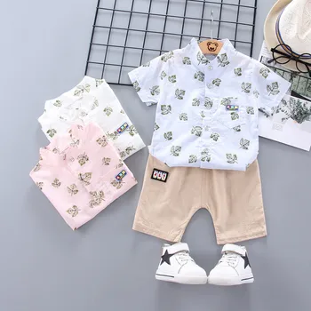 

New Summer Baby Boy Casual Clothes Infant Stars Shirt Pants 2Pcs/Set Gentleman Style Kids Lapel Suits Children Fashion Tracksuit