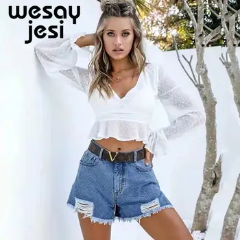 

2019 Women clothes England high street vintage Chiffon blouse dot V-neck sexy blusas mujer de moda blouse womens tops