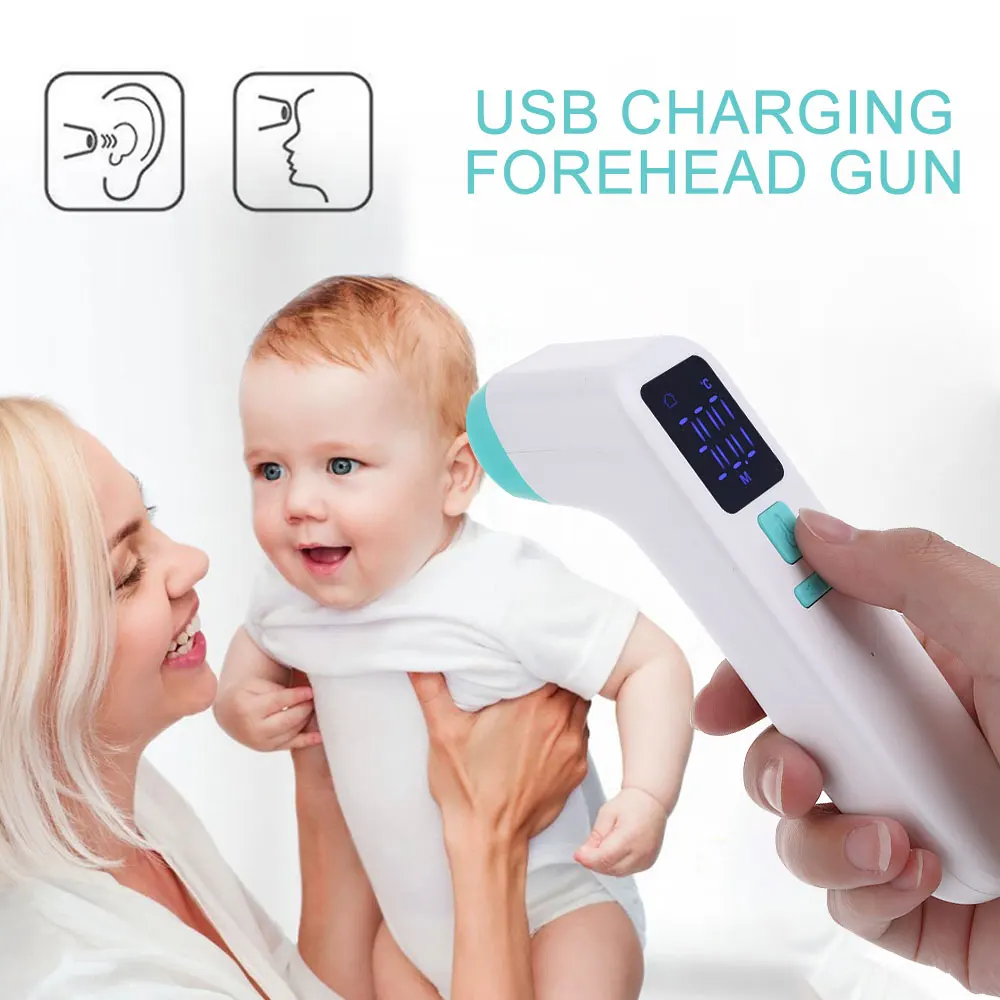 

Baby Infrared USB Thermometer Digital LCD Body Measurement Forehead Ear Non-Contact Children Adult Body Fever IR Termometro