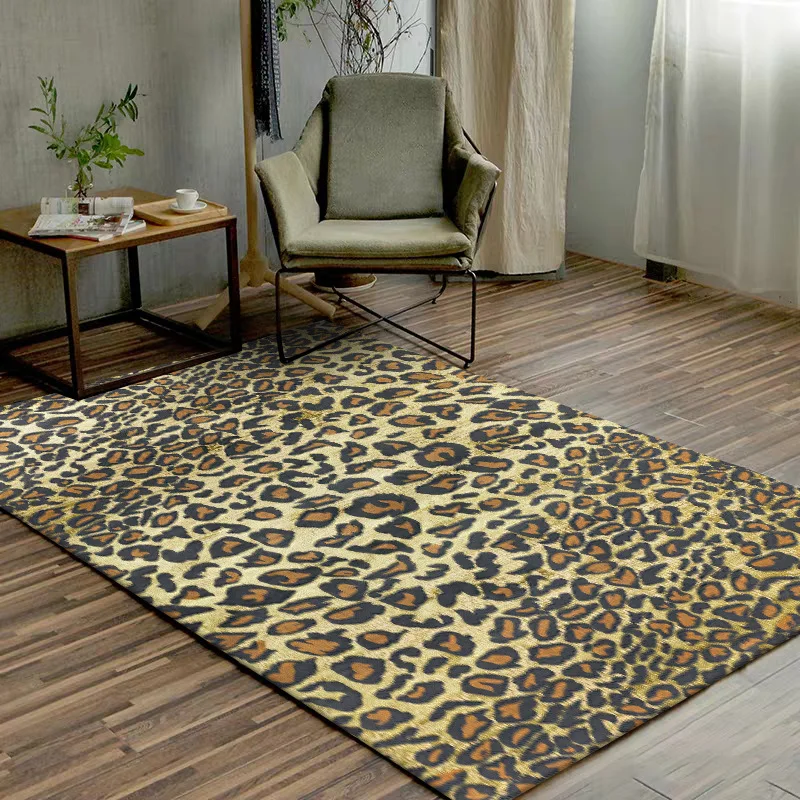 

Classic Sexy leopard print Yellow-brown floor mat Bedroom bedside carpet living room plush rug bathroom non-slip door mat