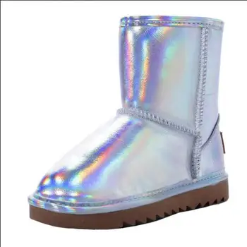 

Children's Snow Boots Mid-tube Patent Leather waterproof BootsThickened Plus Velvet Warm Cotton Shoes Non-Slip Children's Shoes