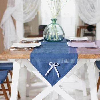 

200*35cm bow tie navy blue table runner dinning room table cloth table mat