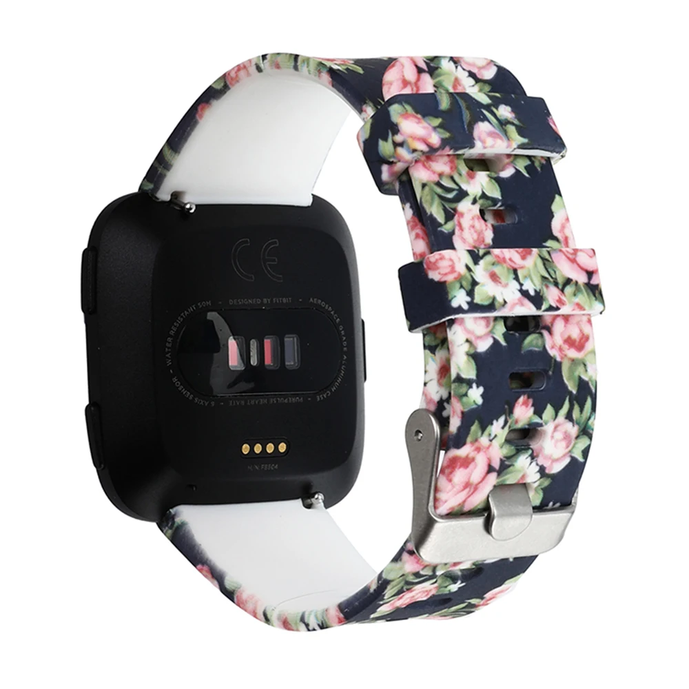 Мягкий силиконовый браслет с принтом для Fitbit Versa, сменный ремешок для спортивных часов, ремешок для часов для Fitbit Versa