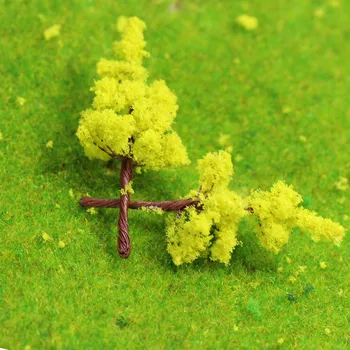 50pcs/100pcs/200pcs N Scale Yellow Green Model Trees 1:150 Iron Wire Autumn Trees 5cm Railway Diorama R5020