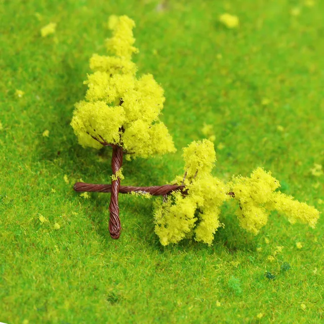 50pcs/100pcs/200pcs N Scale Yellow Green Model Trees 1:150 Iron Wire Autumn Trees 5cm Railway Diorama R5020