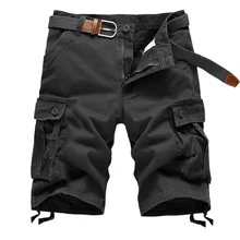Летние грузовые шорты мужские мешковатые многокарманные военные пляжные шорты на молнии мужские армейские зеленые хаки тактические шорты(без пояса