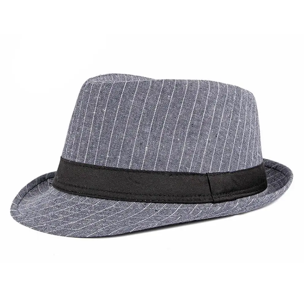 Navy Blue Новинка, весна-лето, Ретро стиль, мужские шляпы, фетровые шляпы, топ джаз, полосатая шляпа, для взрослых, котелок, классические шляпы, Прямая поставка - Цвет: Navy Blue