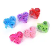 3PCS Scented Bath Body Heart Rose Petal Wedding Gift Favor Colors Flower Soap
