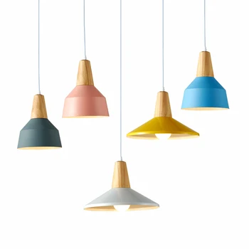 

Modern Simple LED Pendant Light Creative Personality Decoration Lighting Foyer Bedroom Metal Wood Macarons Dining lighting