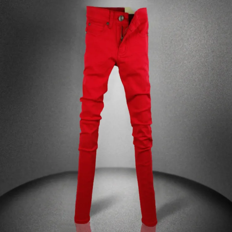 Skinny Jeans Men 2021 Korean Fashion Men Streetwear Thin Pencil Pants  Stretch Pants Casual Red Clothes For Teenagers Trousers - AliExpress