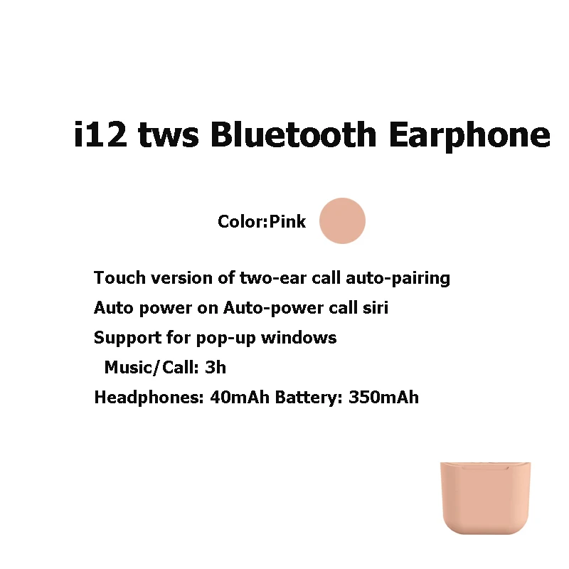 I12 TWS Bluetooth 5,0 беспроводные наушники спортивные стерео умные сенсорные наушники i7 TWS наушники-вкладыши Bluetooth наушники I9s музыкальный наушник