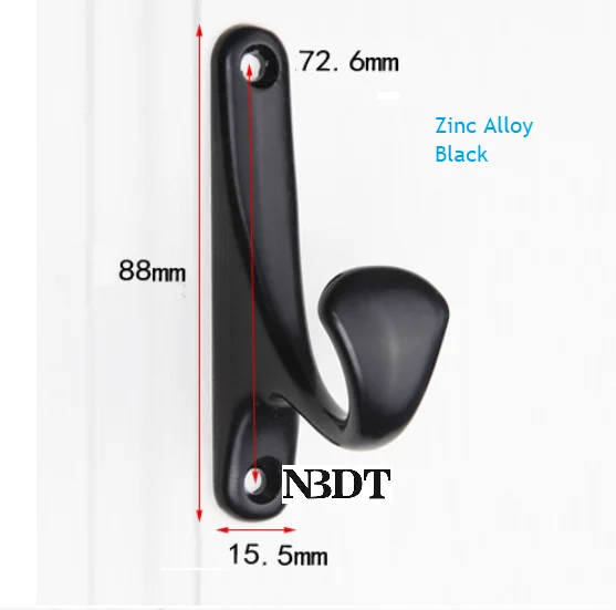 Zinc Alloy Black 10 шт./лот, Современная одинарная настенная ткань из алюминиевого цинкового сплава, шляпа, сумка с шарфом, полотенце, крючок для халата, черный шлифовальный Золотой никель, хром - Цвет: Zinc Alloy Black