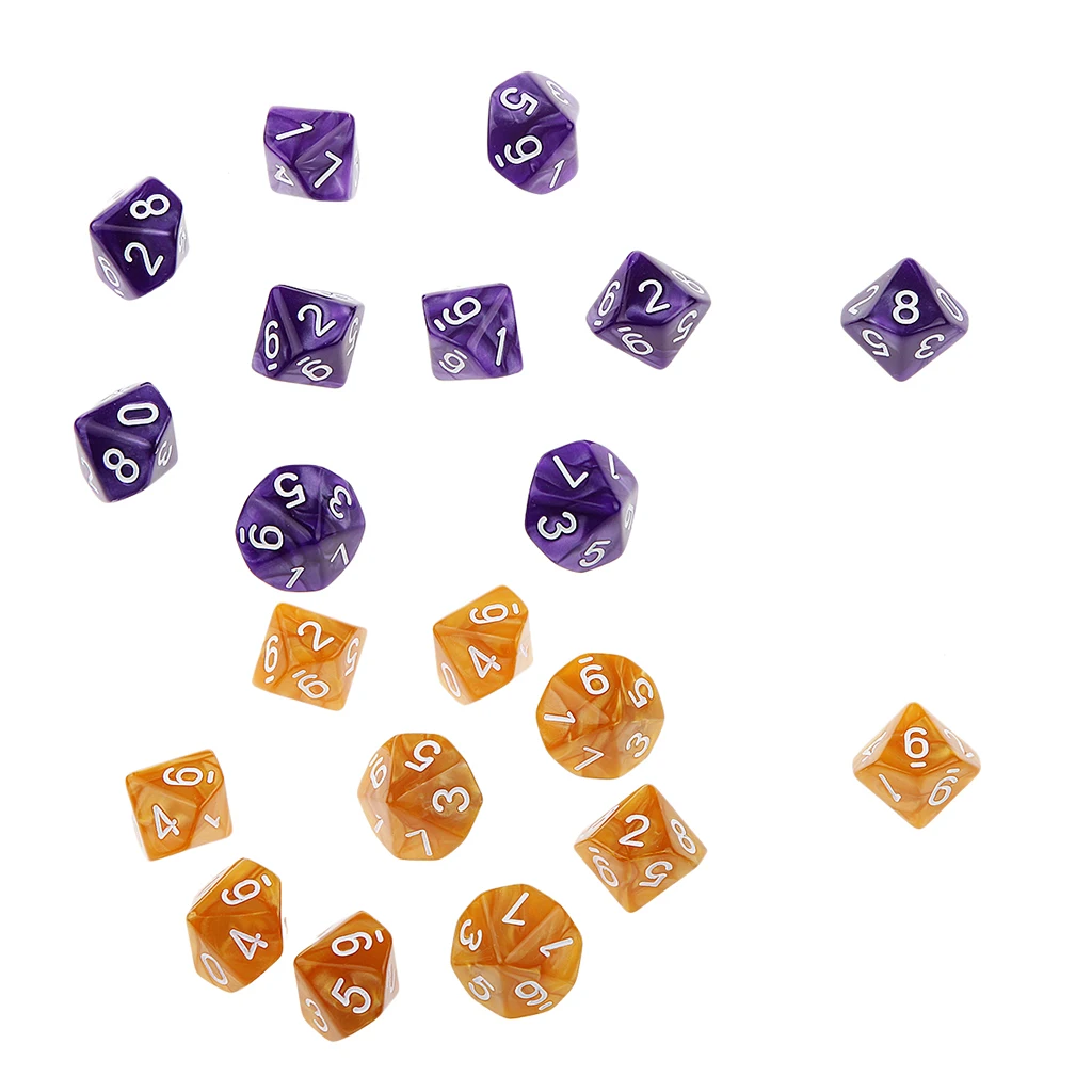 20pcs Ten Sided Number Print D10 Dice D&D Role Play Games Party Toy