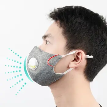 

2Pcs Adult Kid Antibacterial Mouth Mask with Breath Valve Solid Color Anti-Haze Dustproof Washable Protective Face Cover