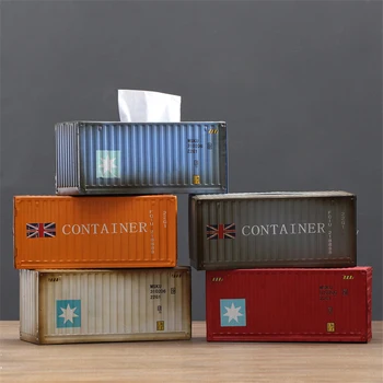 

Retro Iron Removable Tissue Box Creative Container Tissue Boxes Home Car Container Napkin Paper Towel Storage Case Decoration