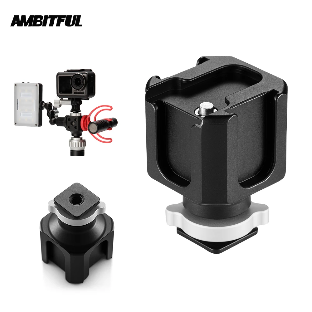 4 Hot Shoe Mount Adapter for Microphone LED Light Speedlite for DSLR