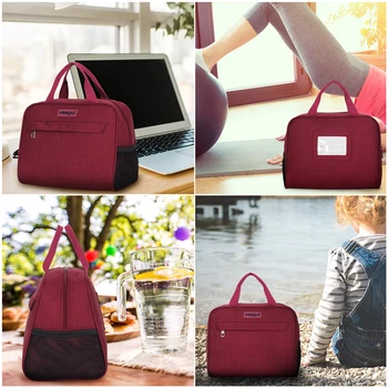 

2020 Women Tote Thermal Bag Lunch Box Black Red Men Oxford Bussiness Lunch Bag Food Picnic Teenager School Cooler Bag New Bento