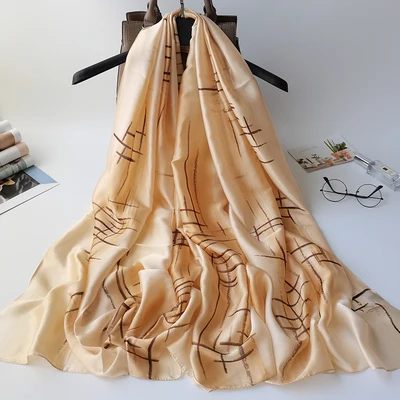 

Women Long Silk Scarf Shawl Spring Autumn Female Silk Scarves Printed Summer Silk Beach Cover-ups GH02