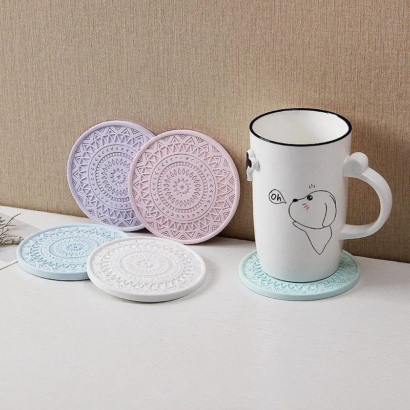 UB Absorbent Drink Coaster Colourful Diatomite Round Fashion Cup Mat insulation Pad Protecting Table kitchen Coaster Accessories