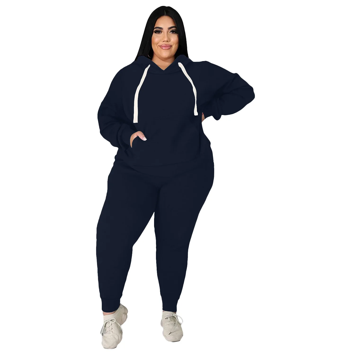 5XL Plus Size Women Sets Pullover Hoodies Tops And Pant Suits Autumn Winter New Solid Casual Large Size Tracksuit Women Set 2021