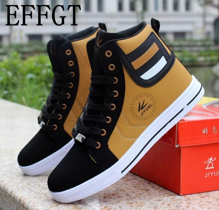 

EFFGT Korean 2019 Men Shoes Spring Fashion Board Shoes Man High Top Shoes Men Lace Up Casual Shoes Chaussure A383