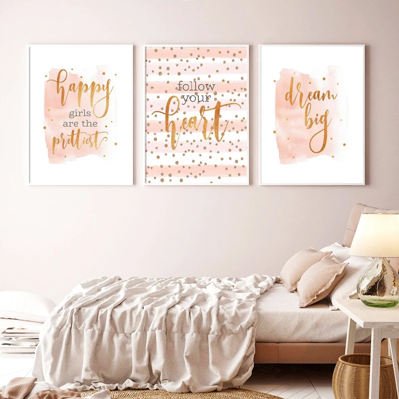 Teen-Girls-Nursery-Wall-Art-Pictures-Canvas-Painting-Rose-Gold-Positive-Quote-Prints-Nordic-Poster-Girls (2)