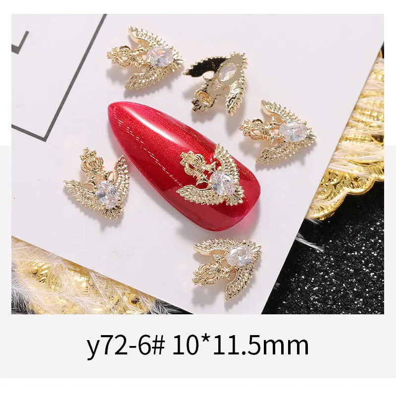 5pcs Pendant Chain 3D Alloy Nail Art Micro-inlay Zircon Pearl metal manicure nail accessories DIY Nail Decoration Nail charms - Цвет: Y72-6