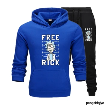 

New Cartoon avatar Rick Morty cotton Printed Fleece Hoodies men's boutique casual clothes hoodies suit jacket + pants men sets