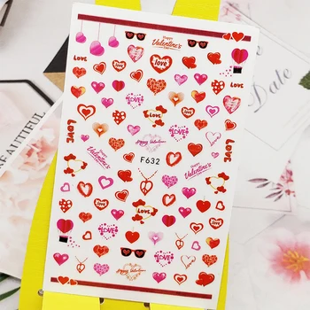 

3D Nail Sticker Decals Love Heart Necklace Design Nail Art Decorations Stickers Sliders Manicure Accessories Nails Decoraciones