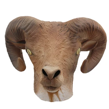 

Realistic Latex Goat Mask Halloween Costume Party Rubber Full Head Animal Head Mask Ram Horned Head Mask