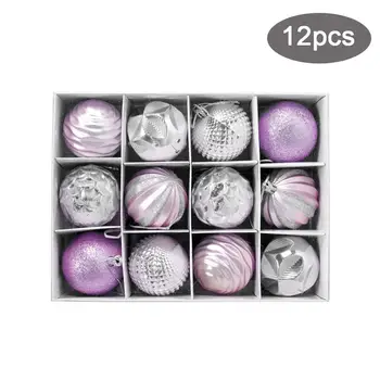 

Pink/Red 6cm Christmas Tree Decoration Balls 12 Boxes Festive Party Decorations