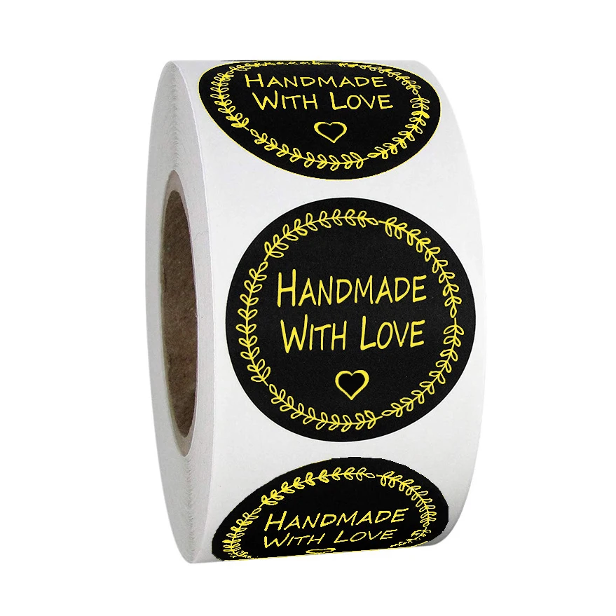 

500pcs Round Natural hand made Stickers seal Labels cute sticker for Cake Packaging labels sticker stationery