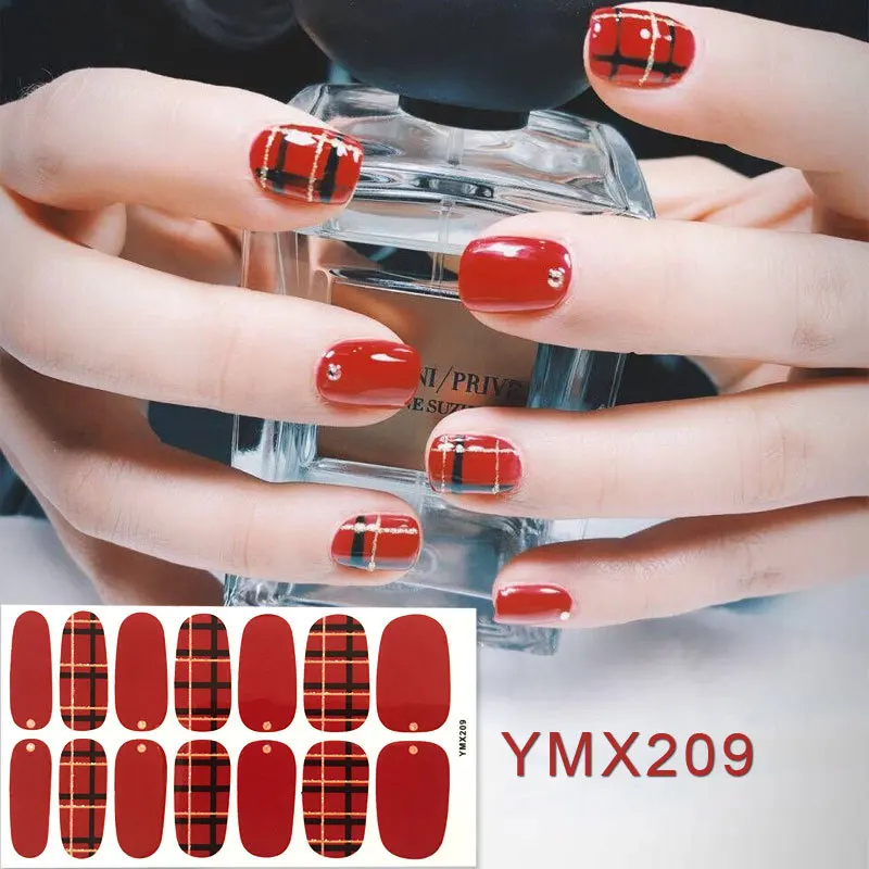 1 Лист наклейки для ногтей набор полное покрытие гелевая лента для ногтей цветок Рождество Геометрическая голографическая с алмазным эффектом украшение для ногтей - Цвет: YMX209
