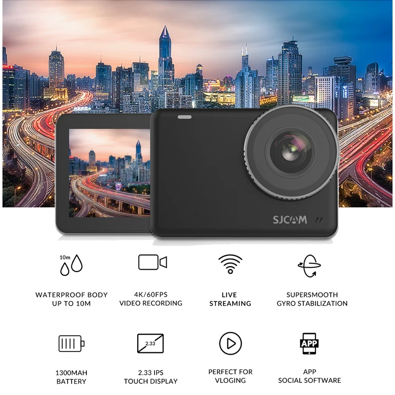 Экшн камера SJCAM SJ10 Pro 4K 60FPS WiFi Supersmooth GYRO stabilation Ambarella H22 Chip 10m Body waterprots DV|Экшн-камеры| |