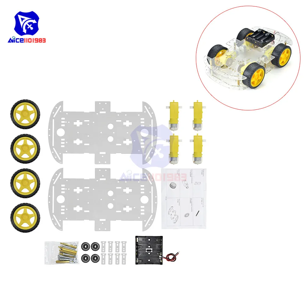 Diymore 4WD Robot akıllı araç şasi kitleri hız kodlayıcı ile Arduino için 51 M26 DIY eğitim Robot akıllı araç kiti