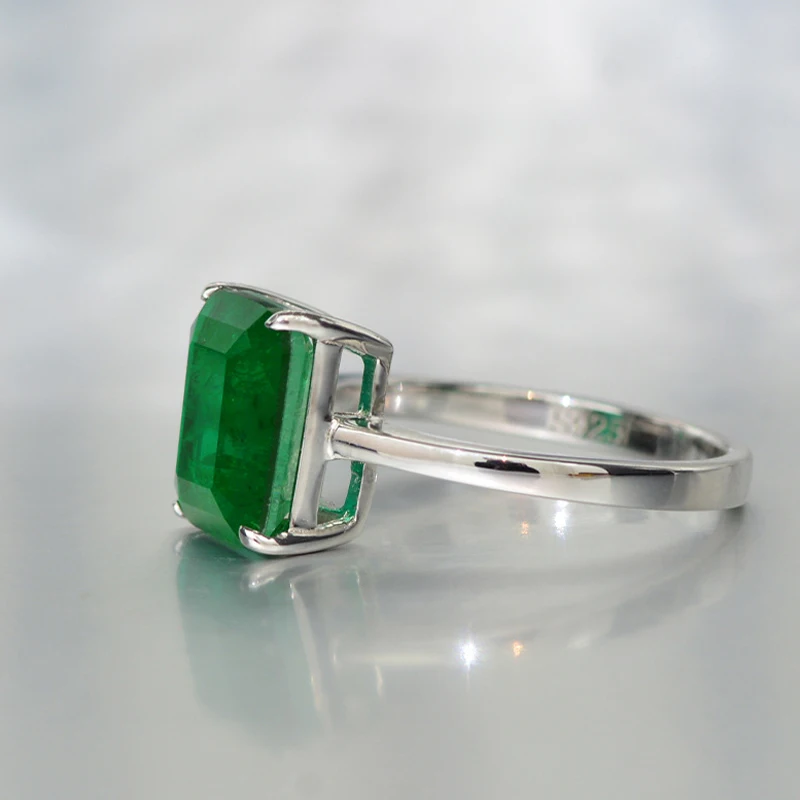 High quality 925 sterling silver Simple Green Zircon Wedding rings for women Elegant Gilrs Ladies Engagement Party jewelry Bague