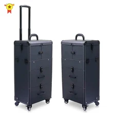 Косметический чехол на колесиках 2020, сумка для косметики, чехол для макияжа, Женская многослойная вместительная косметичка с колесами