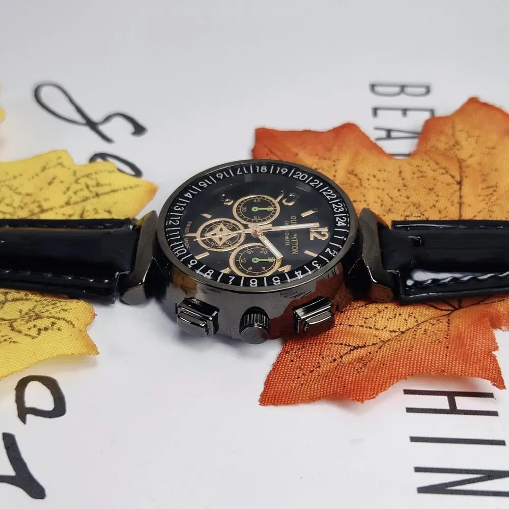 

Ladies Watch 2020 Trend Leather Red Black Strap Quartz Movement Three Round Pin Buckle Outdoor Arabic Digital Watch relojes