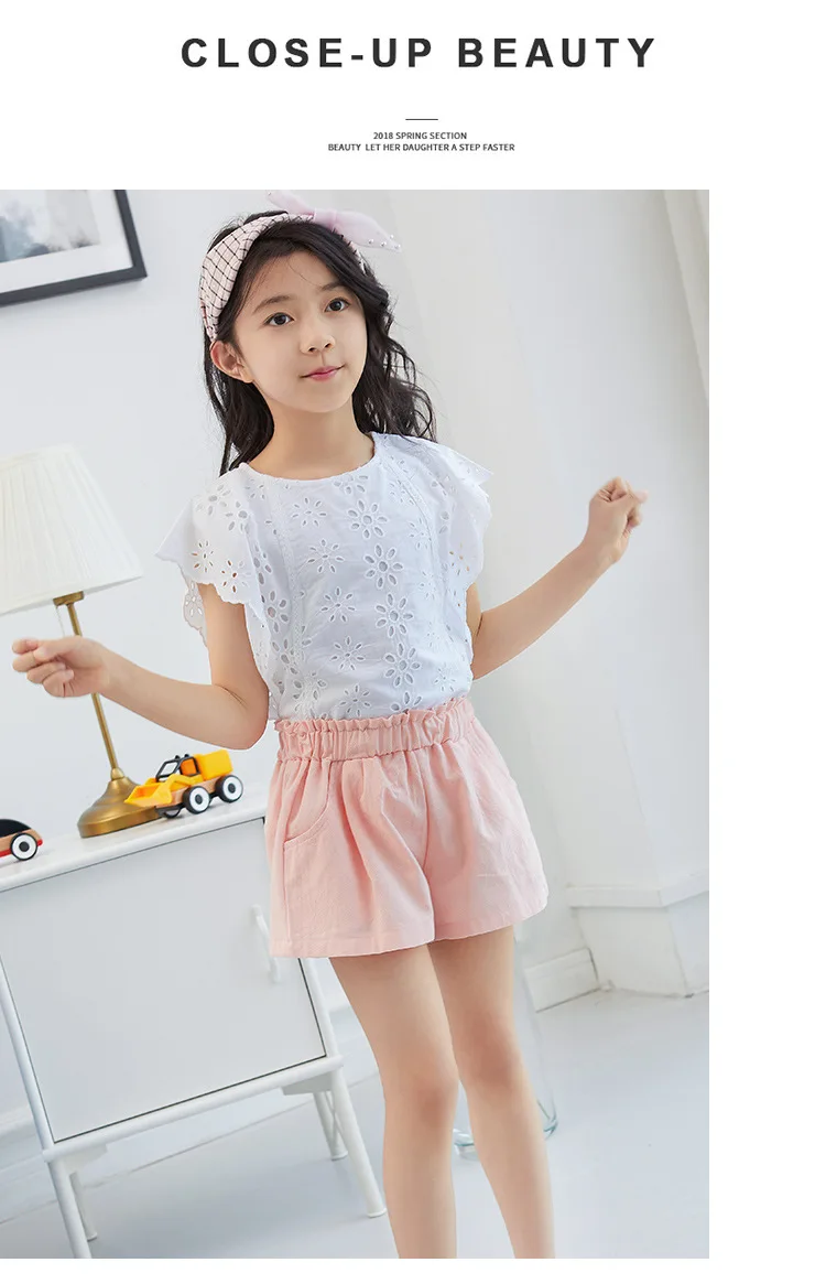 Snow Ransom Summer Children Cotton Linen Beach Shorts Hot Pants Korean-style Casual Plain Color Fashion-Style Sports Shorts Fash