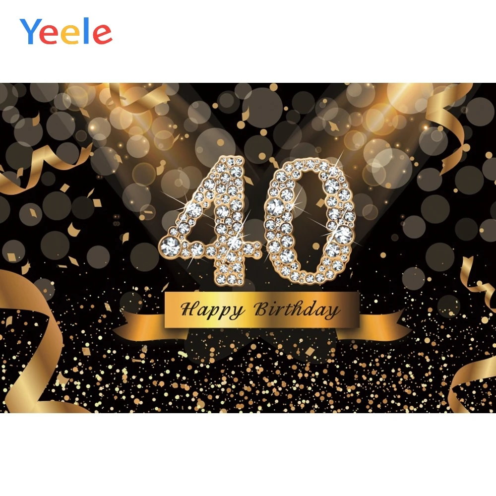 Yeele 40th Backdrop 4x6ft Forty Year Old Birthday Party Photography Background Lady Gentlemen Artistic Portrait Event Party Decoration Photoshoot Studio Props Photo Booth Banner