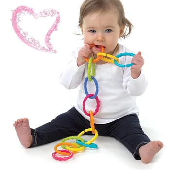 

6pcs/set Baby Teether Ring Stick Grasping Toys Rainbow Molar Circle Bed Handing Toy Kids Gifts Girl Boy