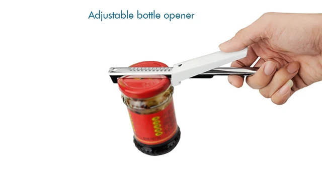 Abridor De Tarros Ajustable - Acero Inoxidable, Mango De Goma, Para Tapas De 1 A 10 Cm, Ideal Para Personas Mayores