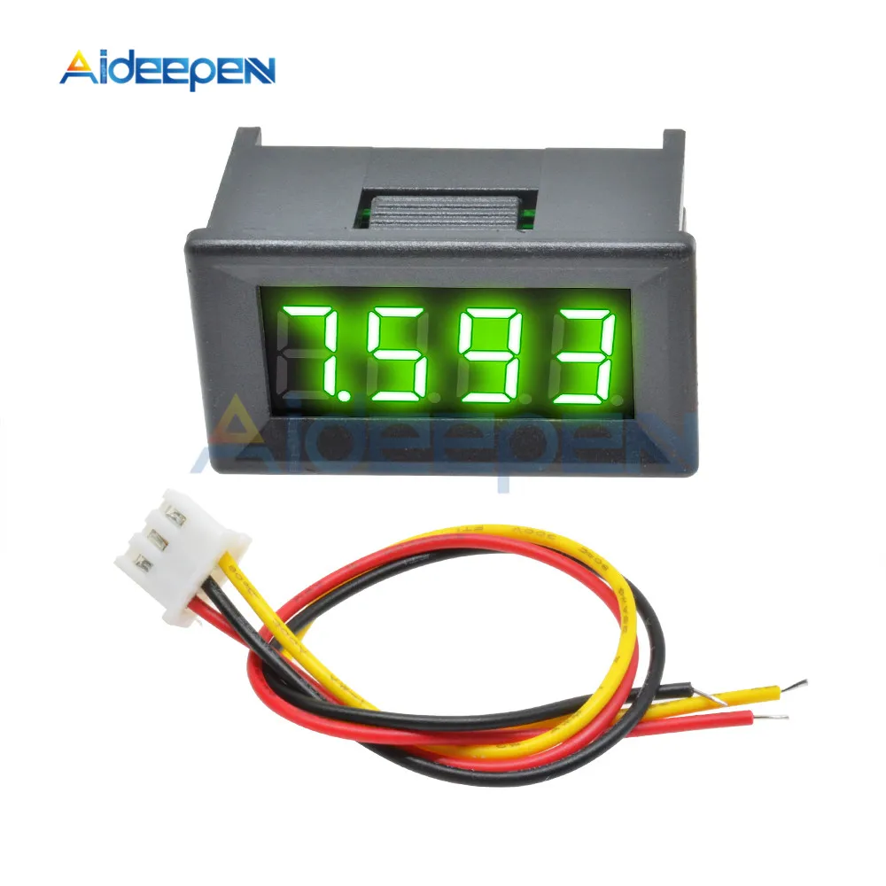 

4 Bit 3 Wire 0.36" LED Digital Voltmeter Voltage Meter Gauge Car Motorcycle Volt Tester Detector DC0-100V Capacity Monitor Green