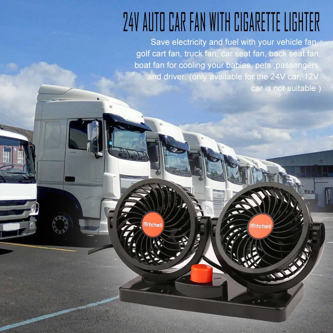 24V автомобильный вентилятор Ventilador кондиционер с двойной головкой автоматический воздушный охладитель автомобилей вентилятор с двойным Мотором для автомобиля 360 градусов вращающийся 29