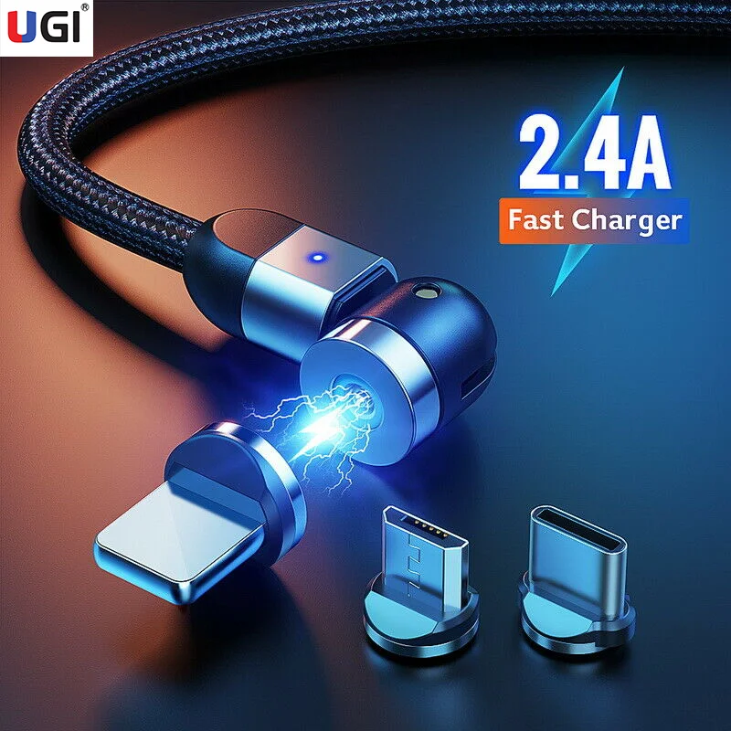 УГИ 540 ° Быстрая зарядка Магнитный кабель USB Type C USB-C для Android Мобильный телефон
