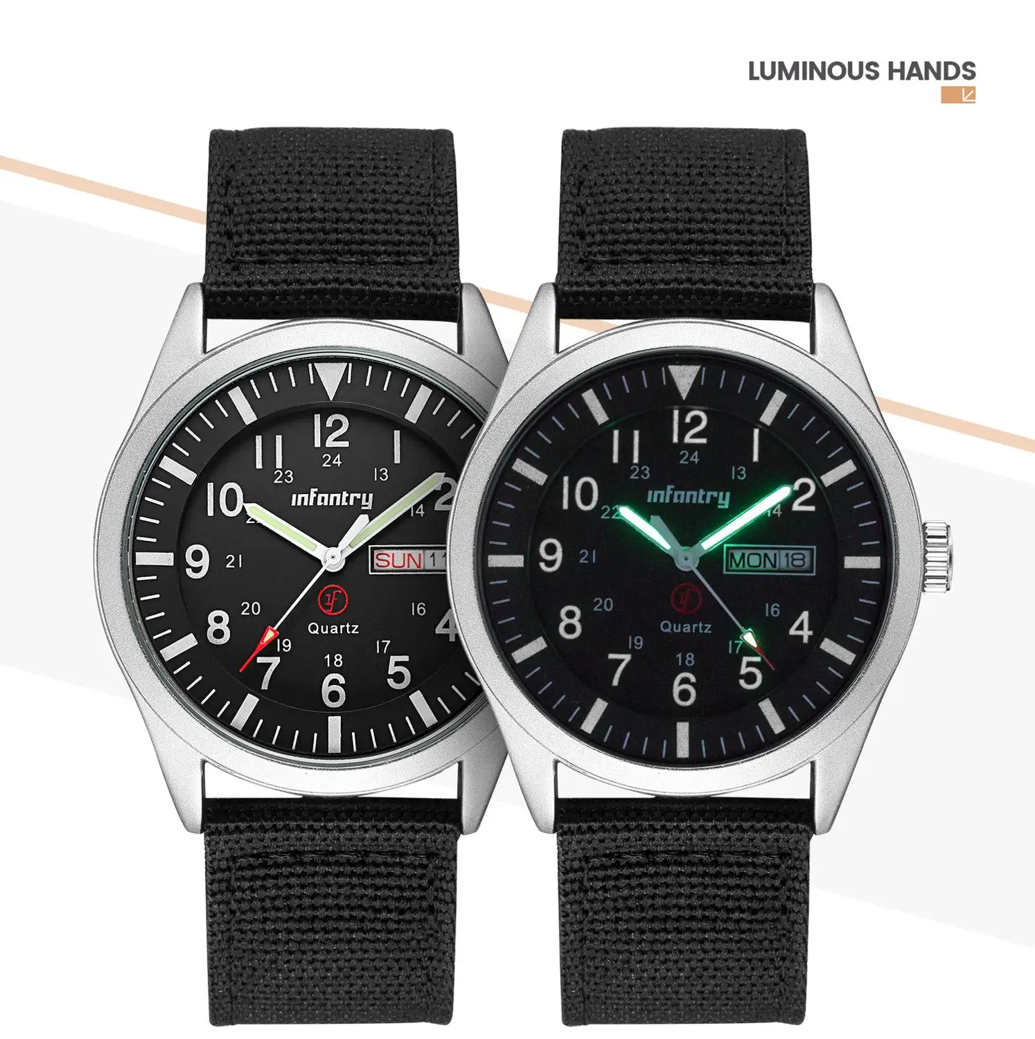 Online INFANTERIE Militär Uhr Männer Glow in Dark Armbanduhr Herren Uhren Top Brand Luxus Armee Sport Datum Wasserdicht Relogio Masculino