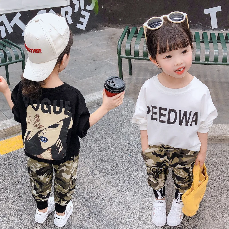 

2019 Autumn New Style 1-6-Year-Old Girls Fashion Cute Trend Handsome Camouflage Pattern Set